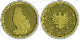 BRD 20 Euro 2018 F st Gold Heimische Vögel - Uhu Münze Vorderseite und Rückseite zusammen