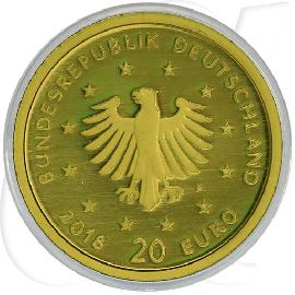 BRD 20 Euro 2018 F st Gold Heimische Vögel - Uhu ohne Zertifikat