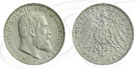 Deutschland Württemberg 3 Mark 1908 vz Wilhelm II. Münze Vorderseite und Rückseite zusammen