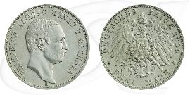 Deutschland Sachsen 3 Mark 1909 ss Friedrich August Münze Vorderseite und Rückseite zusammen