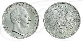 Deutschland Preussen 3 Mark 1910 vz-st Wilhelm II. Münze Vorderseite und Rückseite zusammen