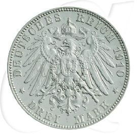 Deutschland Sachsen 3 Mark 1910 ss Friedrich August
