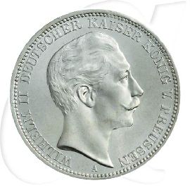 Deutschland Preussen 3 Mark 1911 vz-st Wilhelm II. Münzen-Bildseite
