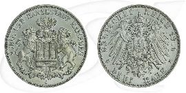 Deutschland Hamburg 3 Mark 1912 vz Wappen Münze Vorderseite und Rückseite zusammen