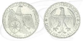 Weimarer Republik 3 Mark 1929 A vz Waldeck Pyrmont Münze Vorderseite und Rückseite zusammen