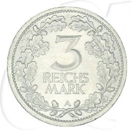 Weimarer Republik 3 Mark 1931 A st / prägefrisch Kursmünze Münzen-Wertseite