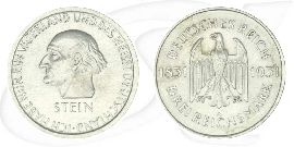 Weimarer Republik 3 Mark 1931 A vz Freiherr vom und zum Stein Münze Vorderseite und Rückseite zusammen
