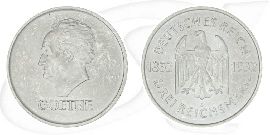 Weimarer Republik 3 Mark 1932 A vz-st 150. Todestag Goethe Münze Vorderseite und Rückseite zusammen