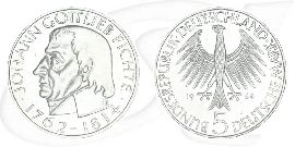 BRD 5 DM 1964 J Johann Gottlieb Fichte ss-vz Münze Vorderseite und Rückseite zusammen