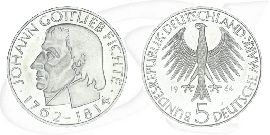 BRD 5 DM 1964 J Johann Gottlieb Fichte vz-st Münze Vorderseite und Rückseite zusammen