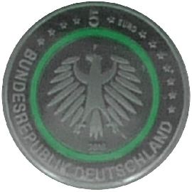 Deutschland 5 Euro 2019 F (Stuttgart) PP (Spgl) OVP Gemäßigte Zone grüner Ring