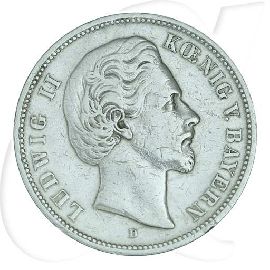 Deutschland Bayern 5 Mark 1874 ss König Ludwig II. Münzen-Bildseite