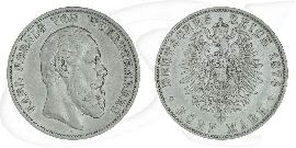 Deutschland Württemberg 5 Mark 1874 ss Karl Münze Vorderseite und Rückseite zusammen