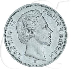 Deutschland Bayern 5 Mark 1875 ss König Ludwig II. Münzen-Bildseite
