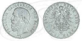 Deutschland Baden 5 Mark 1876 fast ss Friedrich I. Münze Vorderseite und Rückseite zusammen