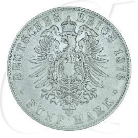 Deutschland Baden 5 Mark 1876 fast ss Friedrich I. Münzen-Wertseite