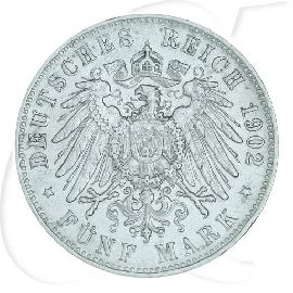 Deutschland Württemberg 5 Mark 1902 ss Wilhelm II. Münzen-Wertseite