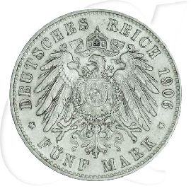 Deutschland Bremen 5 Mark 1906 ss-vz Kratzer Wappen Münzen-Wertseite