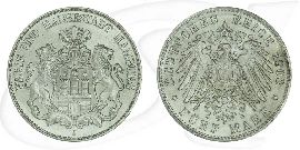 Deutschland Hamburg 5 Mark 1908 vz-st Münze Vorderseite und Rückseite zusammen