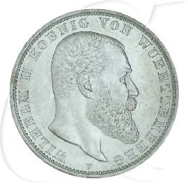 Deutschland Württemberg 5 Mark 1908 vz Wilhelm II. Münzen-Bildseite