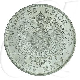 Deutschland Bayern 5 Mark 1913 vz-st Otto Münzen-Wertseite