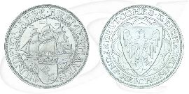 Weimarer Republik 5 Mark 1927 A vz-st 100 Jahre Bremerhaven Münze Vorderseite und Rückseite zusammen