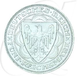 Weimarer Republik 5 Mark 1927 A vz-st 100 Jahre Bremerhaven Münzen-Wertseite