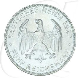 Weimarer Republik 5 Mark 1927 F vz-st 450 Jahre Universität Tübingen Münzen-Wertseite