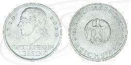 Weimarer Republik 5 Mark 1929 A vz-st 200. Geb. Gotthold Ephraim Lessing Münze Vorderseite und Rückseite zusammen