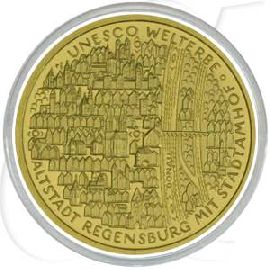 BRD 100 Euro 2016 D Gold 15,55g fein st OVP Altstadt Regensburg