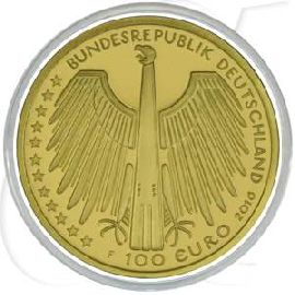BRD 100 Euro 2016 F Gold 15,55g fein st OVP Altstadt Regensburg