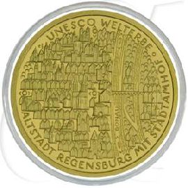 BRD 100 Euro 2016 J Gold 15,55g fein st OVP Altstadt Regensburg