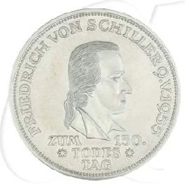 BRD 5 DM 1955 F fast vz Silber G Bildseiteedenkmünze 150. Todestag Friedrich von Schiller