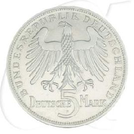 BRD 5 DM 1955 F fast vz Silber Gedenkmünze 150. Todestag Friedrich von Schiller Wertseite