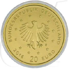 BRD 20 Euro 2016 D st/OVP Gold Heimische Vögel - Die Nachtigall