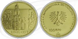 Deutschland Goldmünze 2020 100 Euro Einigkeit Säulen Demokratie Münze Vorderseite und Rückseite zusammen