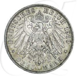 Deutschland Sachsen-Weimar-Eisenach 3 Mark 1910 vz ungereinigt Hochzeit