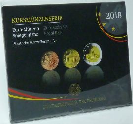 BRD Kursmünzensatz 2018 A (Berlin) Spiegelglanz (PP) OVP Blister