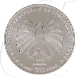 Deutschland Maus 20 Euro 2021 Sendung 50 Jahre Münzen-Wertseite