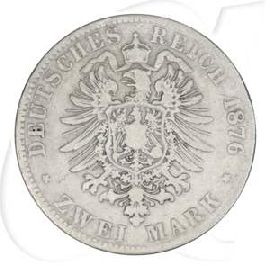 Deutsches Kaiserreich - Preussen 2 Mark 1876 B s Kaiser Wilhelm I. Münzen-Wertseite