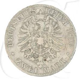 Deutschland Preussen 2 Mark 1876 C s Wilhelm I.