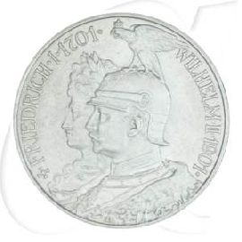 Deutsches Kaiserreich - Preussen 2 Mark 1901 vz-st 200 Jahre Königreich Münzen-Bildseite