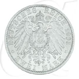 Deutsches Kaiserreich - Preussen 2 Mark 1905 A vz-st Kaiser Wilhelm II. Münzen-Wertseite
