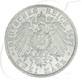Deutsches Kaiserreich - Preussen 2 Mark 1907 A vz Kaiser Wilhelm II. Münzen-Wertseite