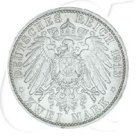 Deutsches Kaiserreich - Preussen 2 Mark 1913 A vz Wilhelm II. 25. Reg.-Jub. Münzen-Wertseite