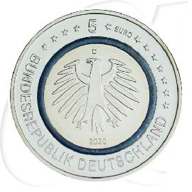 Deutschland Subpolare 2020 5 Euro Zone türkis Münzen-Wertseite