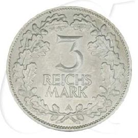 Weimarer Republik 3 Mark 1925 A vz-st Jahrtausendfeier der Rheinlande