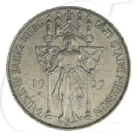 Weimarer Republik 3 Mark 1929 E ss 1000 Jahre Burg und Stadt Meißen