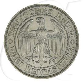 Weimarer Republik 3 Mark 1929 E ss-vz 1000 Jahre Burg u. Stadt Meißen