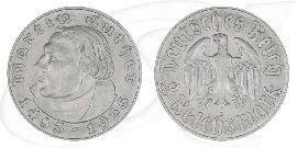 Drittes Reich 2 RM 1933 A vz 450. Geburtstag Martin Luther